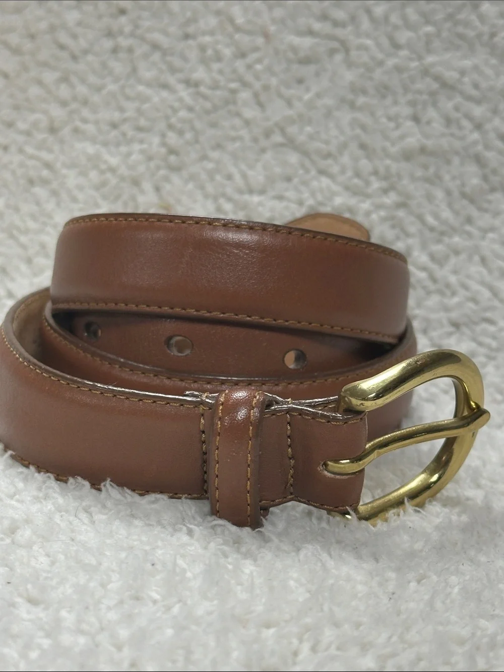 L.L. Bean Brown Leather Gold Tone Buckle Belt Made in USA, Size XL (1x 38x 44)